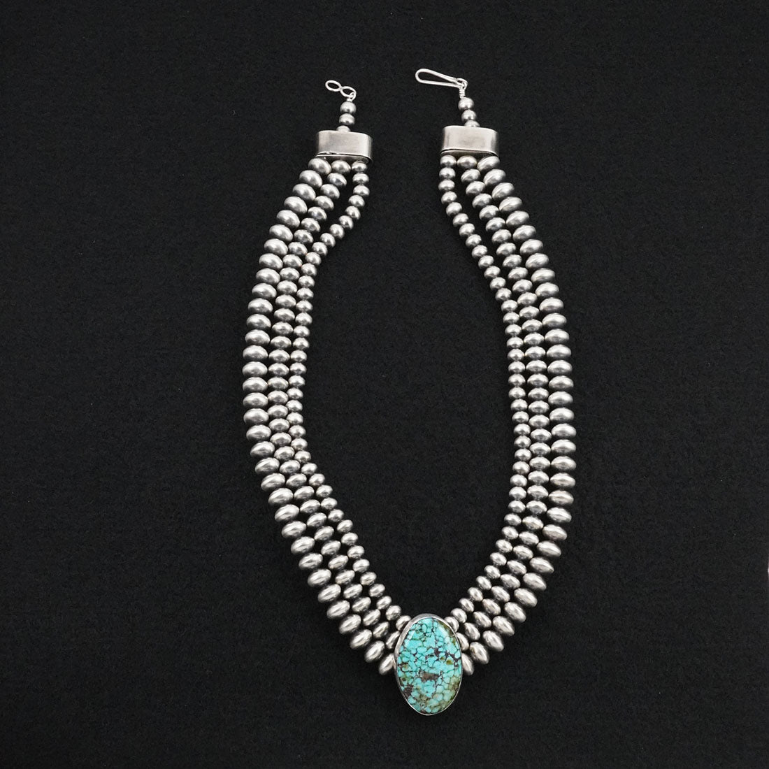 Eugene Gruber, Bryannen Halwood Turquoise & Sterling Silver Navajo Pearl Necklace