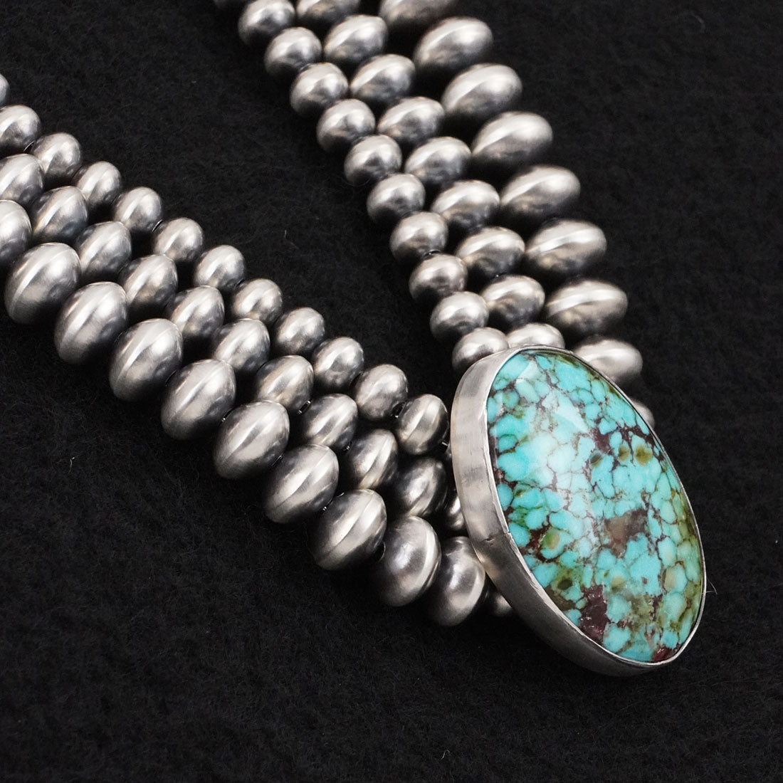 Eugene Gruber, Bryannen Halwood Turquoise & Sterling Silver Navajo Pearl Necklace