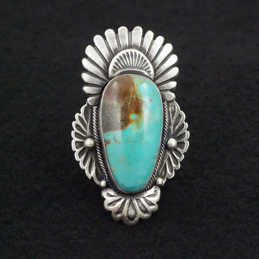 Mark Yazzie Turquoise & Sterling Silver Ring Adjustable