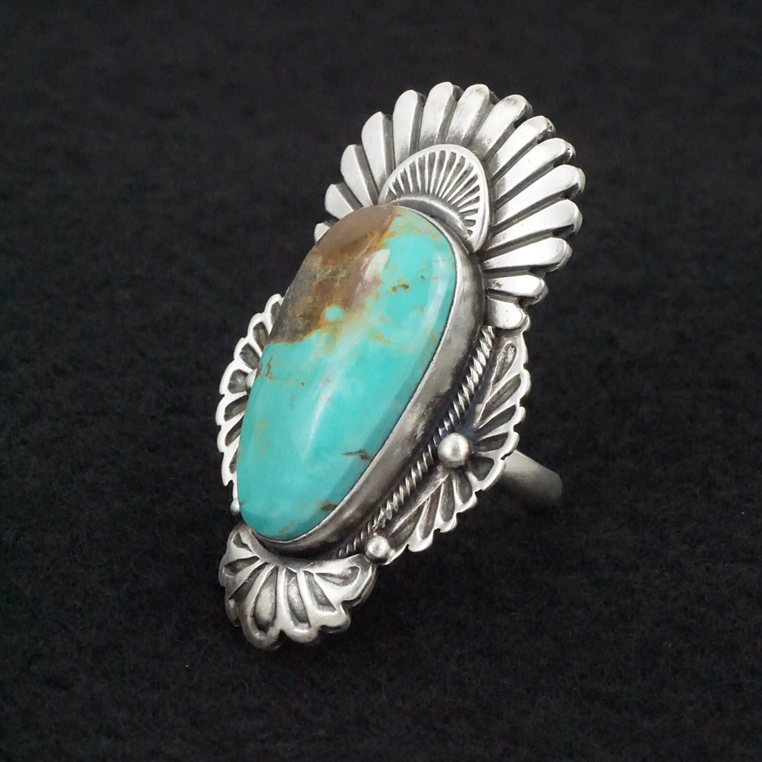 Mark Yazzie Turquoise & Sterling Silver Ring Adjustable