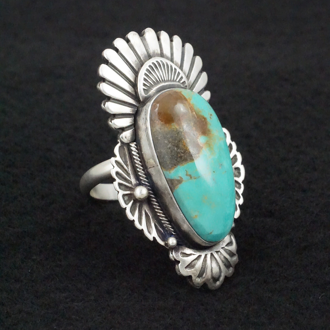 Mark Yazzie Turquoise & Sterling Silver Ring Adjustable