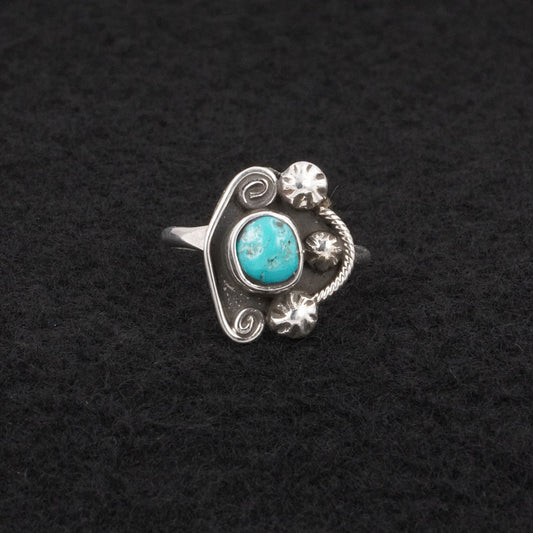 Priscilla Reeder Turquoise & Sterling Silver Ring Size 8