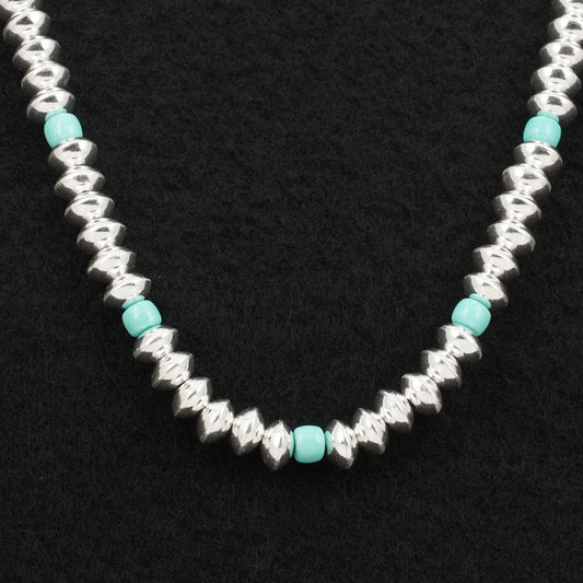Crystal Haley Turquoise & Sterling Silver Navajo Pearl Necklace 20"