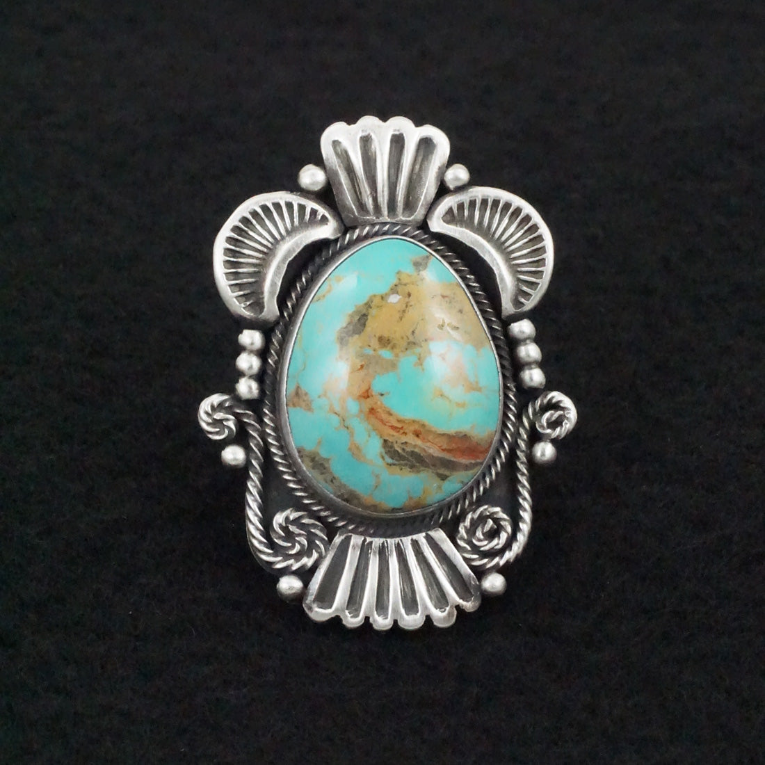 Mark Yazzie Turquoise & Sterling Silver Ring Adjustable