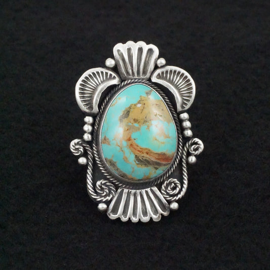 Mark Yazzie Turquoise & Sterling Silver Ring Adjustable