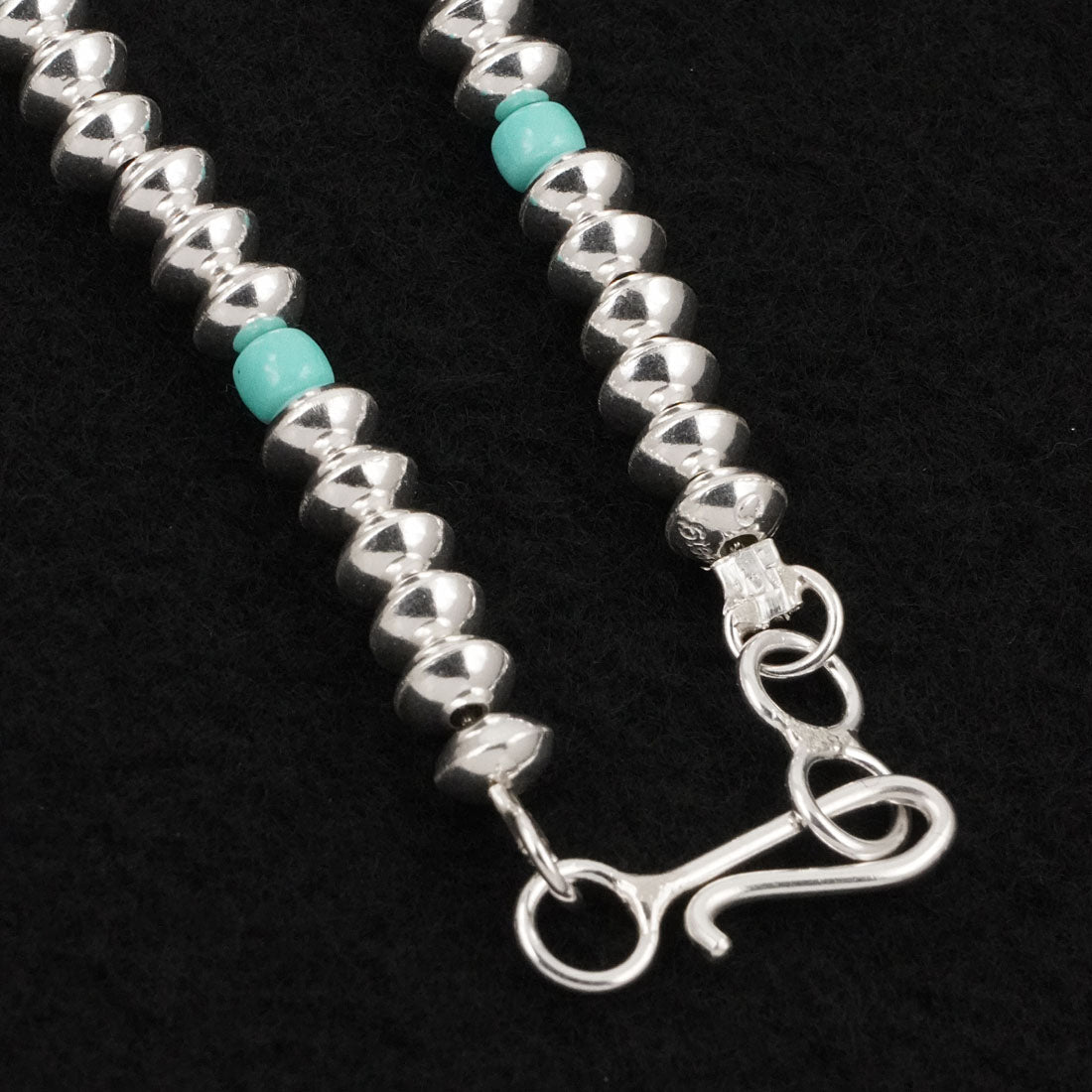 Crystal Haley Turquoise & Sterling Silver Navajo Pearl Necklace 20"