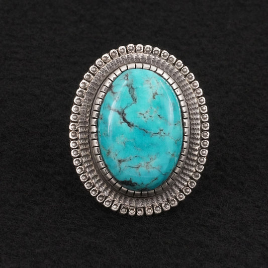 Calvin Martinez Turquoise & Sterling Silver Ring Size 9