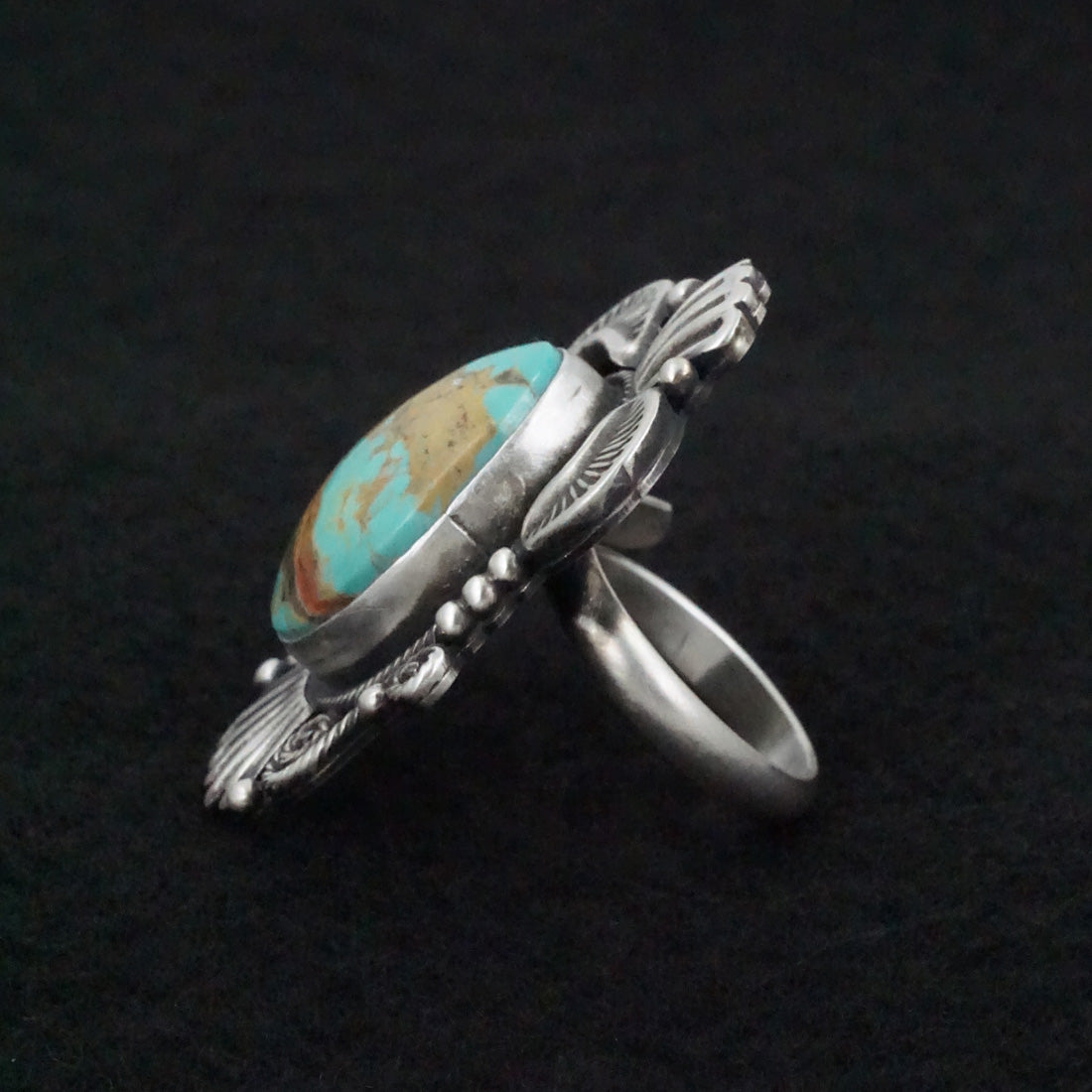 Mark Yazzie Turquoise & Sterling Silver Ring Adjustable