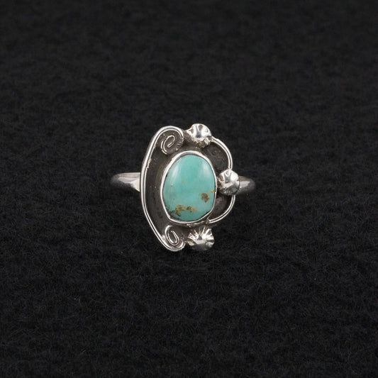Priscilla Reeder Turquoise & Sterling Silver Ring Size 7.5
