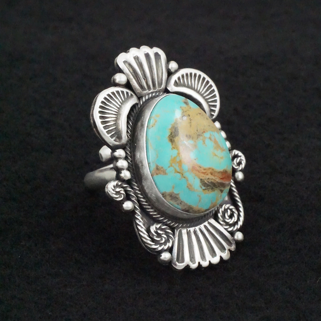 Mark Yazzie Turquoise & Sterling Silver Ring Adjustable