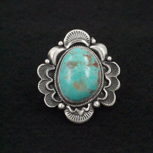 Mark Yazzie Turquoise & Sterling Silver Ring Adjustable