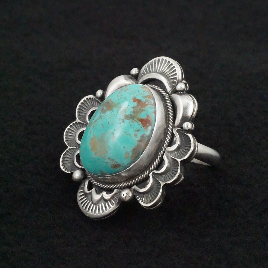 Mark Yazzie Turquoise & Sterling Silver Ring Adjustable