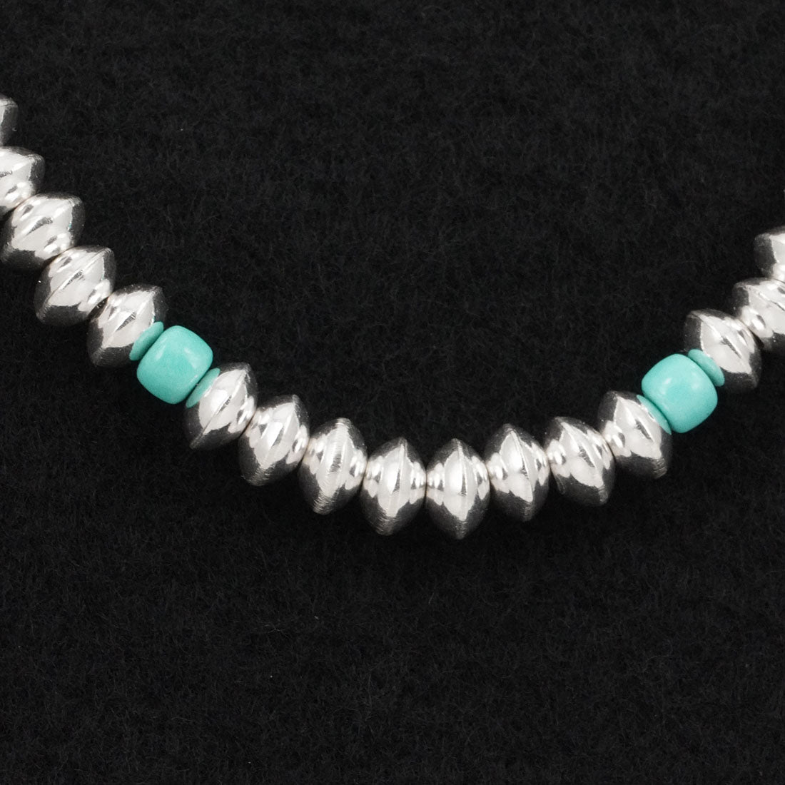 Crystal Haley Turquoise & Sterling Silver Navajo Pearl Necklace 22"