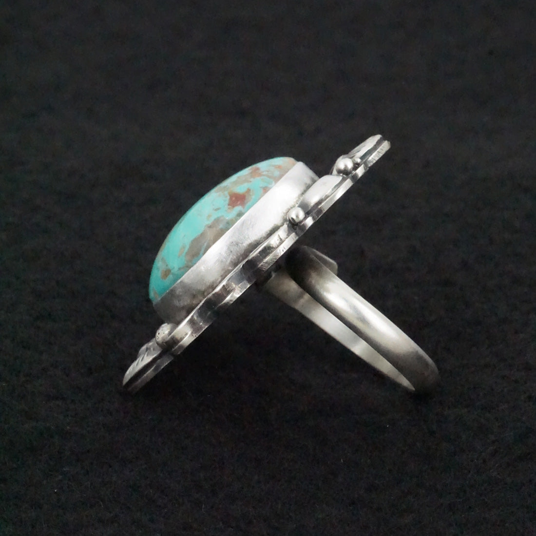 Mark Yazzie Turquoise & Sterling Silver Ring Adjustable