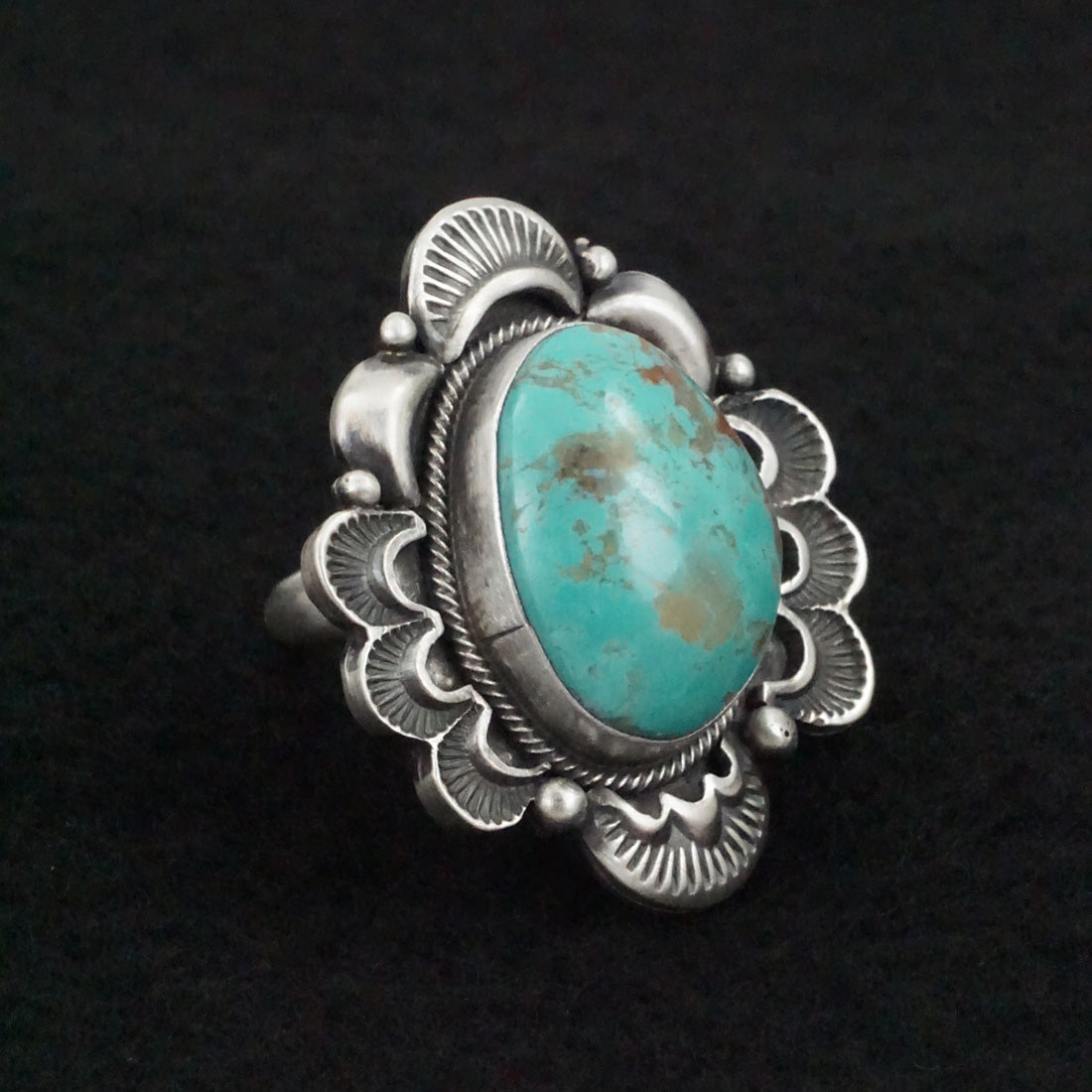 Mark Yazzie Turquoise & Sterling Silver Ring Adjustable