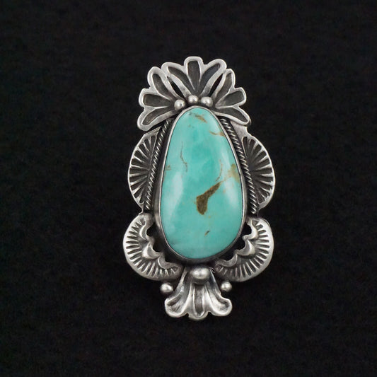 Mark Yazzie Turquoise & Sterling Silver Ring Adjustable