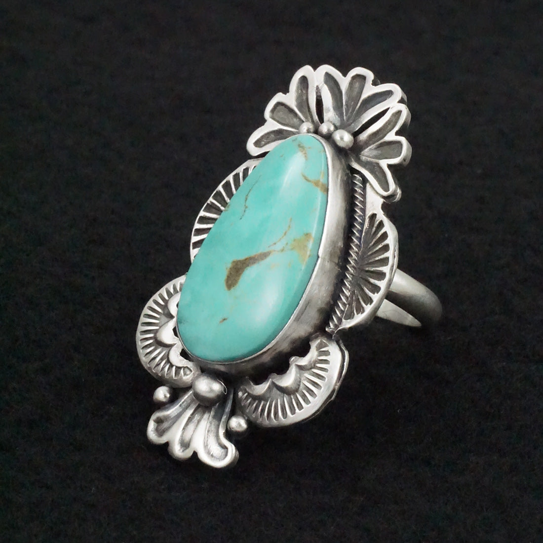 Mark Yazzie Turquoise & Sterling Silver Ring Adjustable