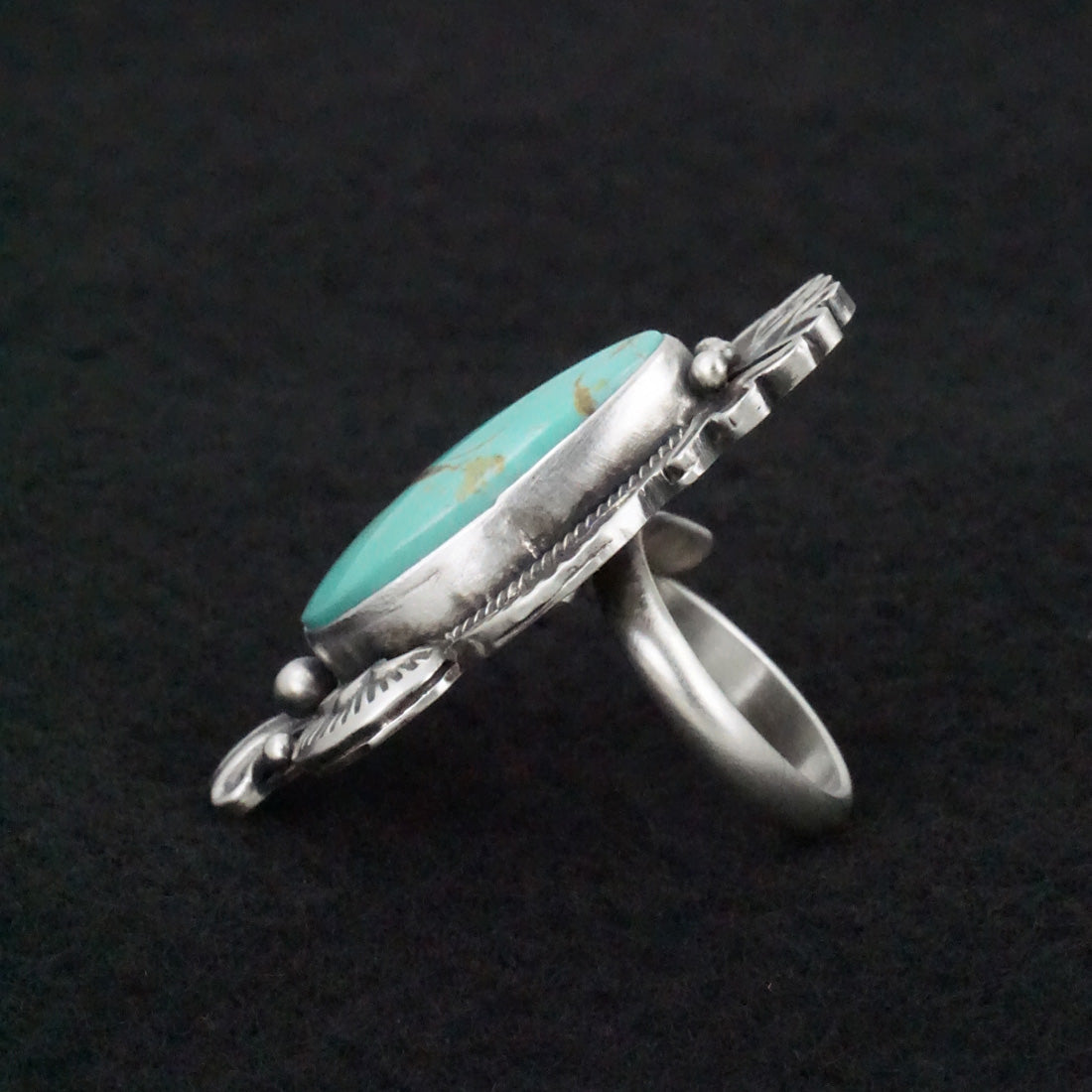 Mark Yazzie Turquoise & Sterling Silver Ring Adjustable