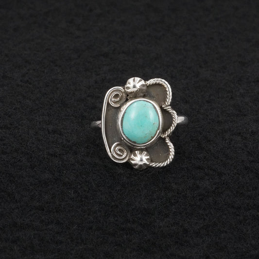 Priscilla Reeder Turquoise & Sterling Silver Ring Size 7.5