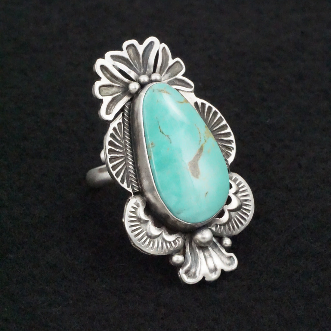 Mark Yazzie Turquoise & Sterling Silver Ring Adjustable