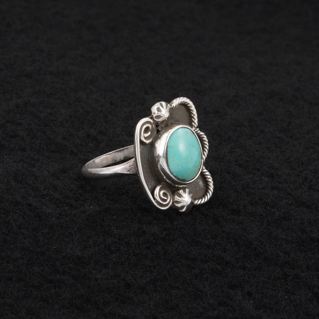 Priscilla Reeder Turquoise & Sterling Silver Ring Size 7.5