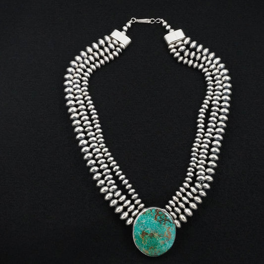 Alice Johnson, Bryannen Halwood Turquoise & Sterling Silver Navajo Pearl Necklace