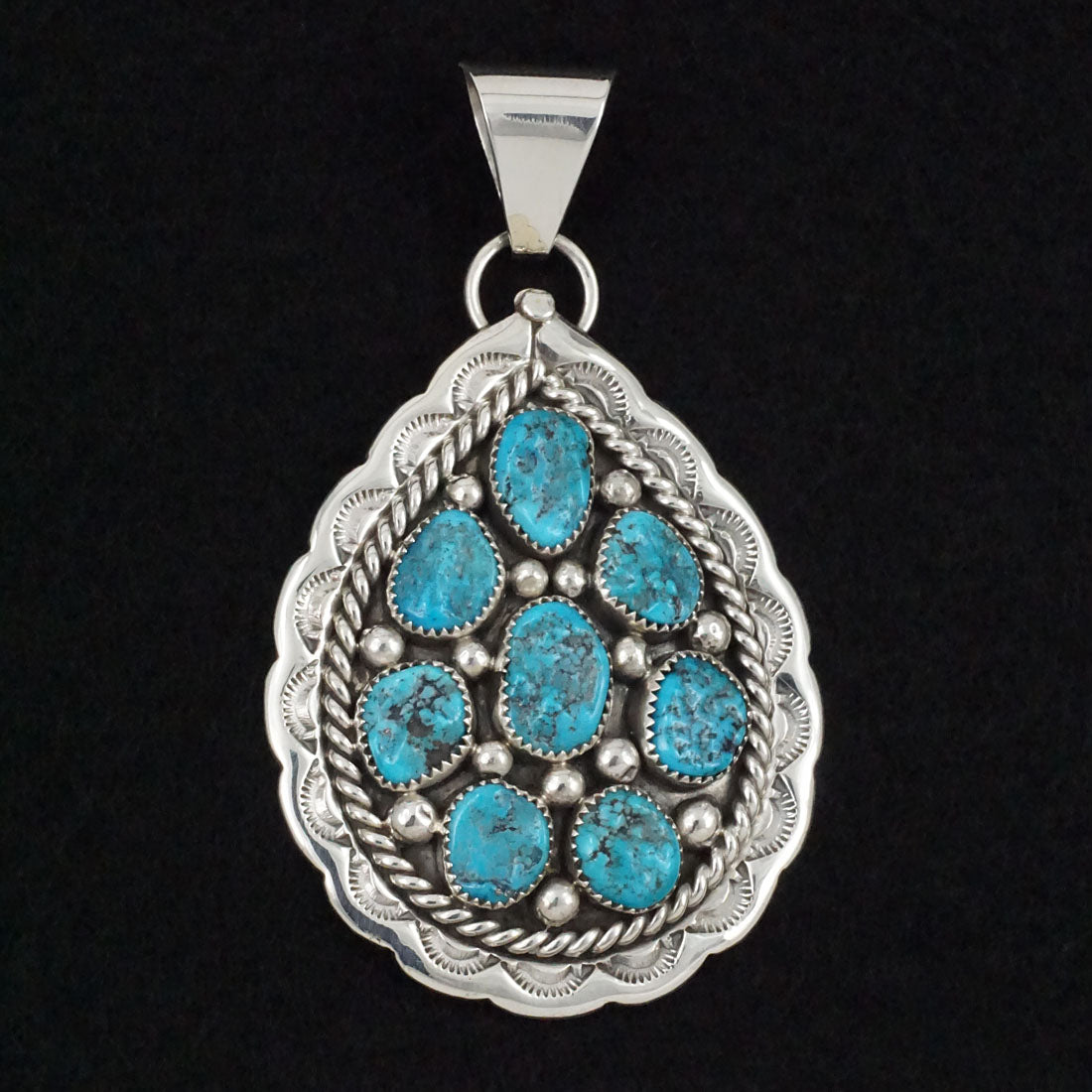 Chester Charley Turquoise & Sterling Silver Pendant