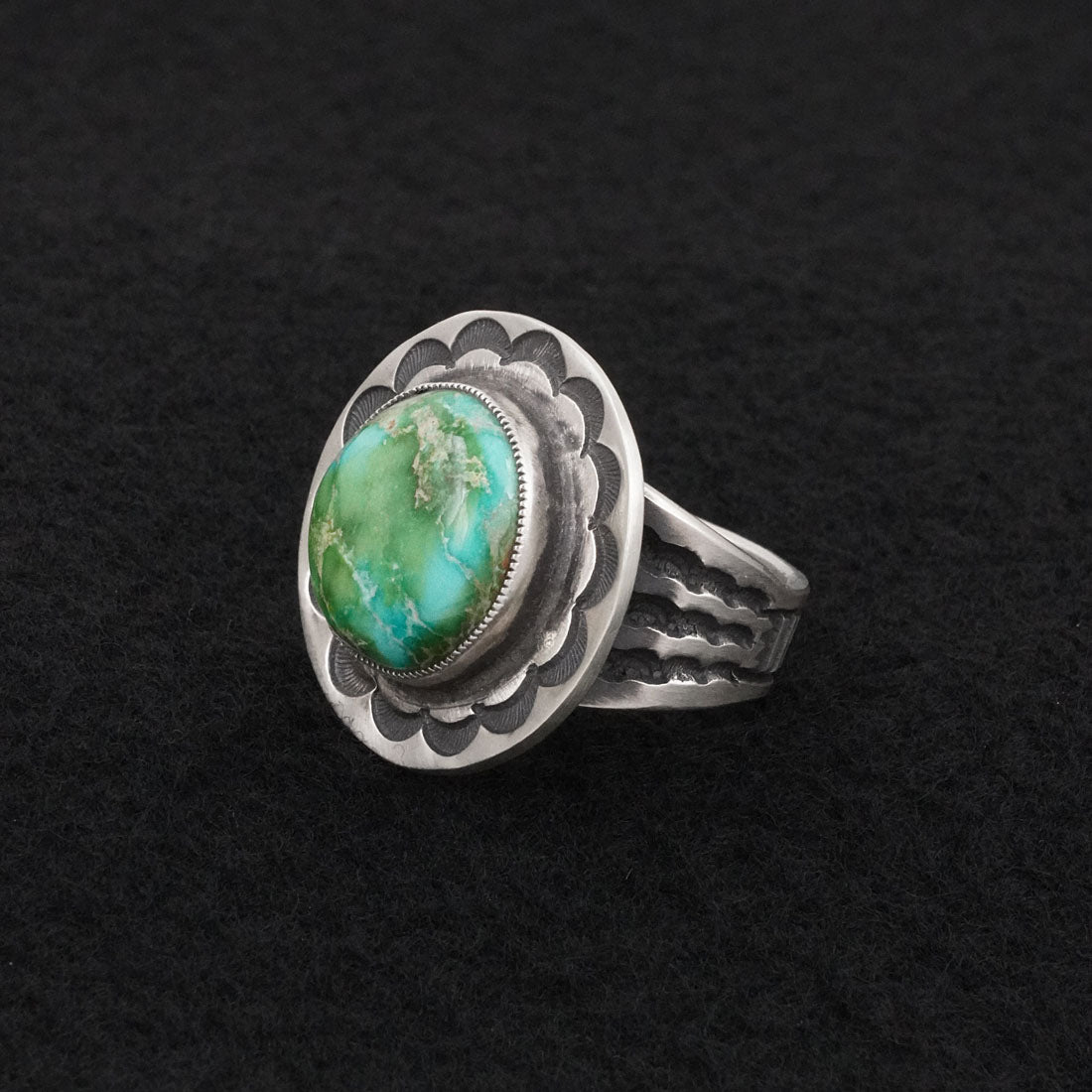 Calvin Martinez Turquoise & Sterling Silver Ring Sz. 9.75
