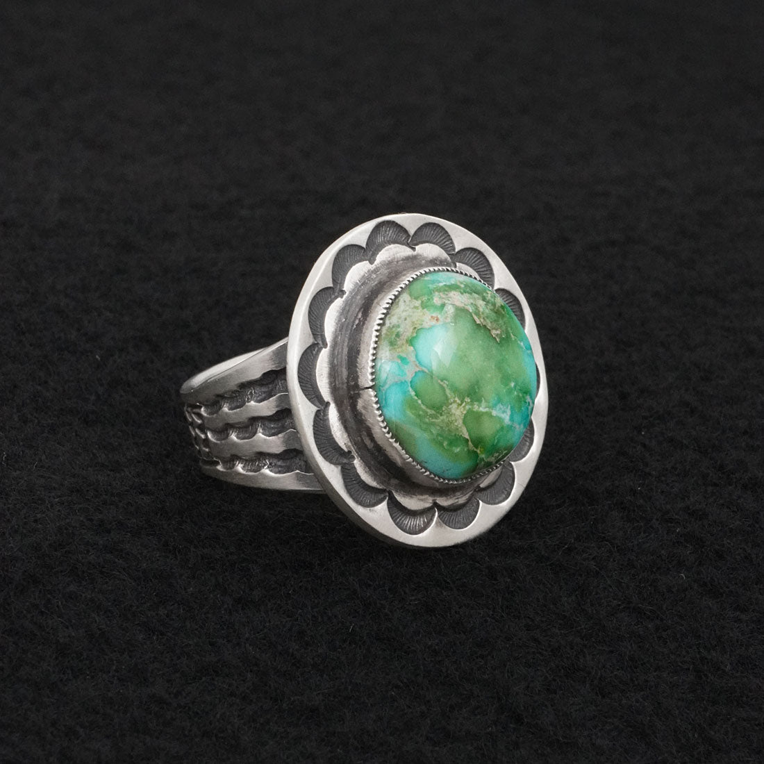 Calvin Martinez Turquoise & Sterling Silver Ring Sz. 9.75
