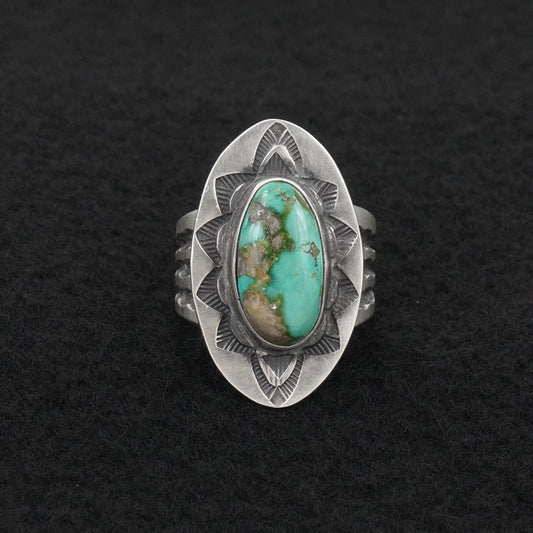 Calvin Martinez Turquoise & Sterling Silver Ring Sz. 8