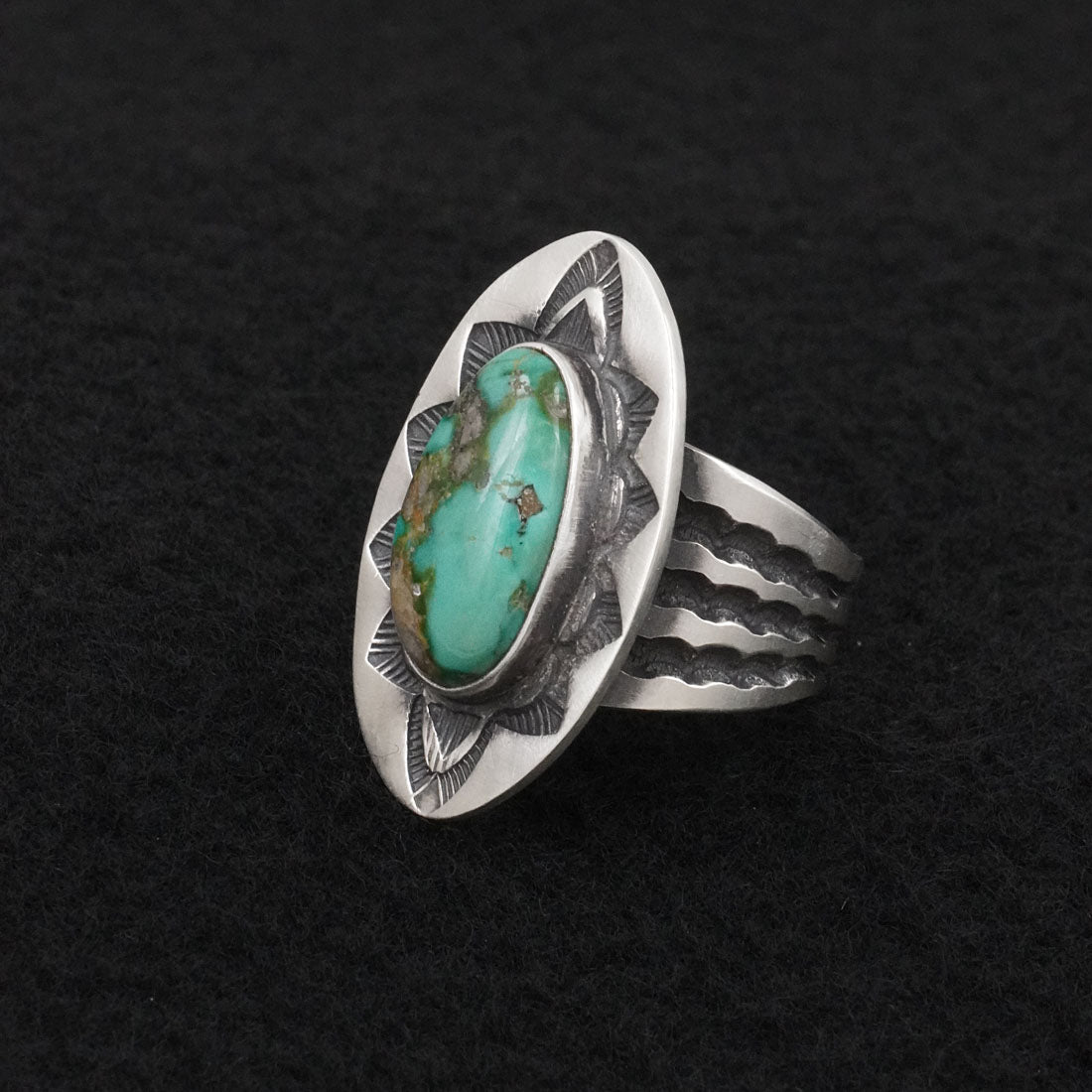 Calvin Martinez Turquoise & Sterling Silver Ring Sz. 8