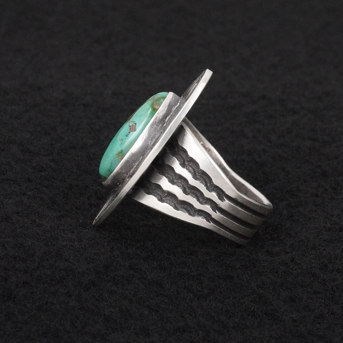 Calvin Martinez Turquoise & Sterling Silver Ring Sz. 8