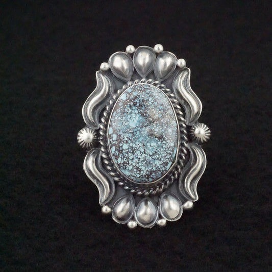 Raymond Delgarito Turquoise & Sterling Silver Ring Size 10