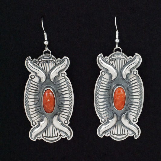 Roland Dixson Spiny Oyster & Sterling Silver Earrings