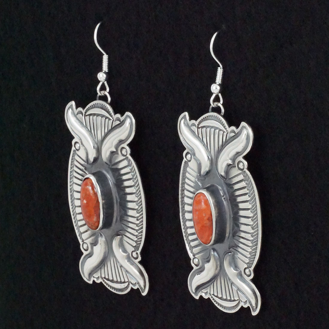 Roland Dixson Spiny Oyster & Sterling Silver Earrings