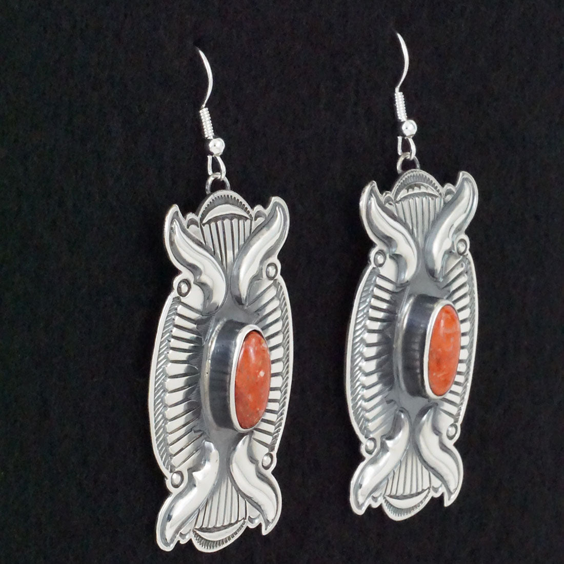 Roland Dixson Spiny Oyster & Sterling Silver Earrings