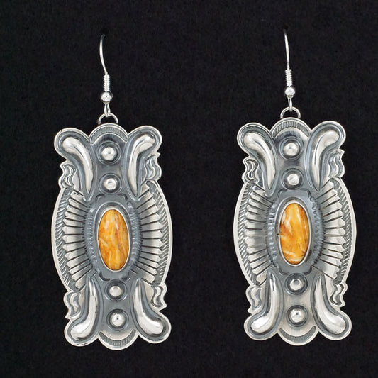 Roland Dixson Spiny Oyster & Sterling Silver Earrings