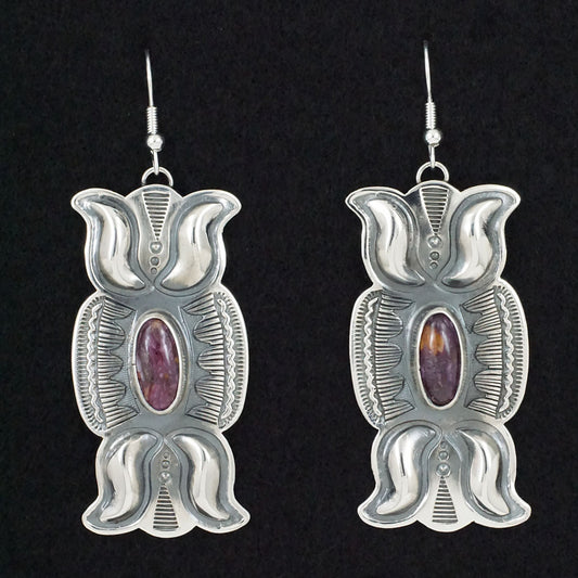 Roland Dixson Spiny Oyster & Sterling Silver Earrings