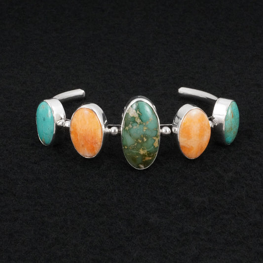 Paul Largo Turquoise, Spiny Oyster & Sterling Silver Bracelet