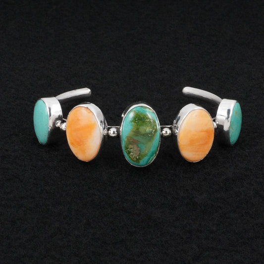 Paul Largo Turquoise, Spiny Oyster & Sterling Silver Bracelet