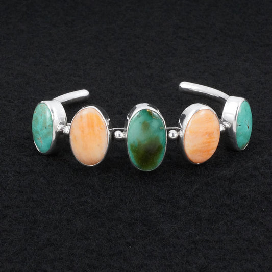 Paul Largo Turquoise, Spiny Oyster & Sterling Silver Bracelet