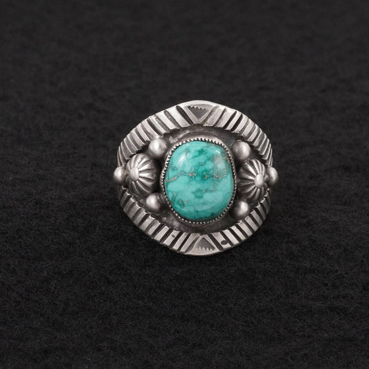 Calvin Martinez Turquoise & Sterling Silver Ring Size 8