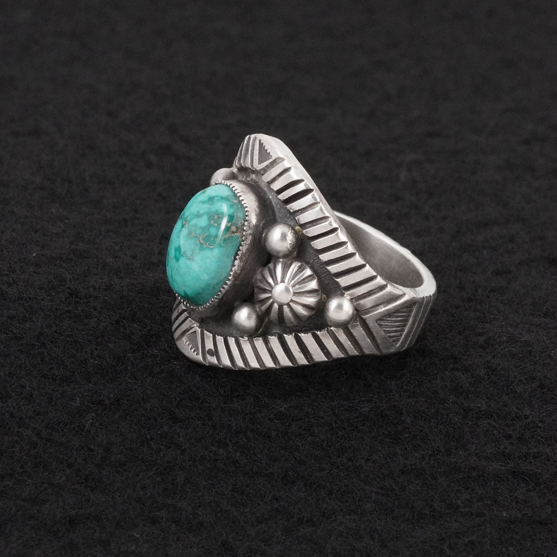 Calvin Martinez Turquoise & Sterling Silver Ring Size 8