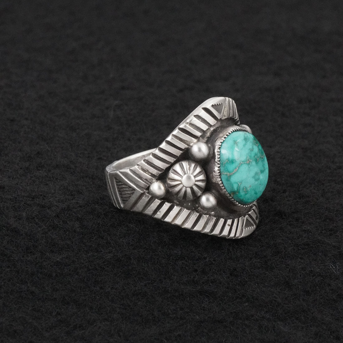 Calvin Martinez Turquoise & Sterling Silver Ring Size 8