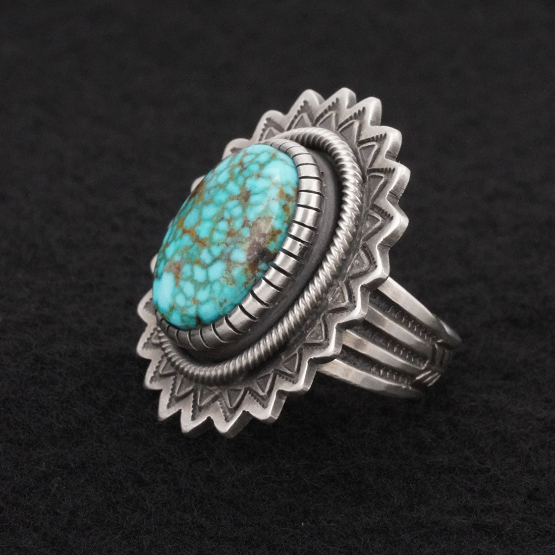 Calvin Martinez Turquoise & Sterling Silver Ring Size 9.5