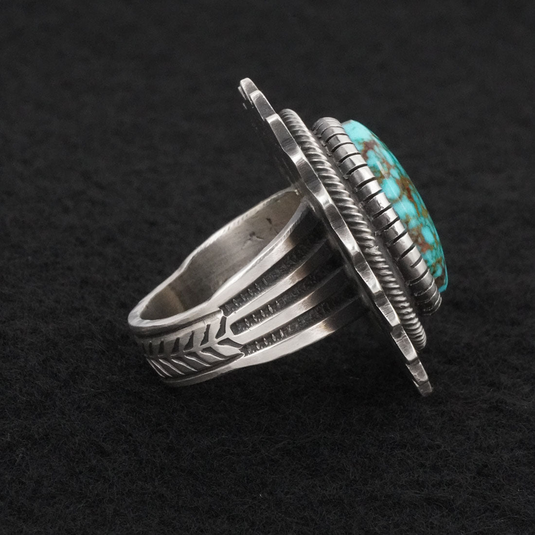 Calvin Martinez Turquoise & Sterling Silver Ring Size 9.5