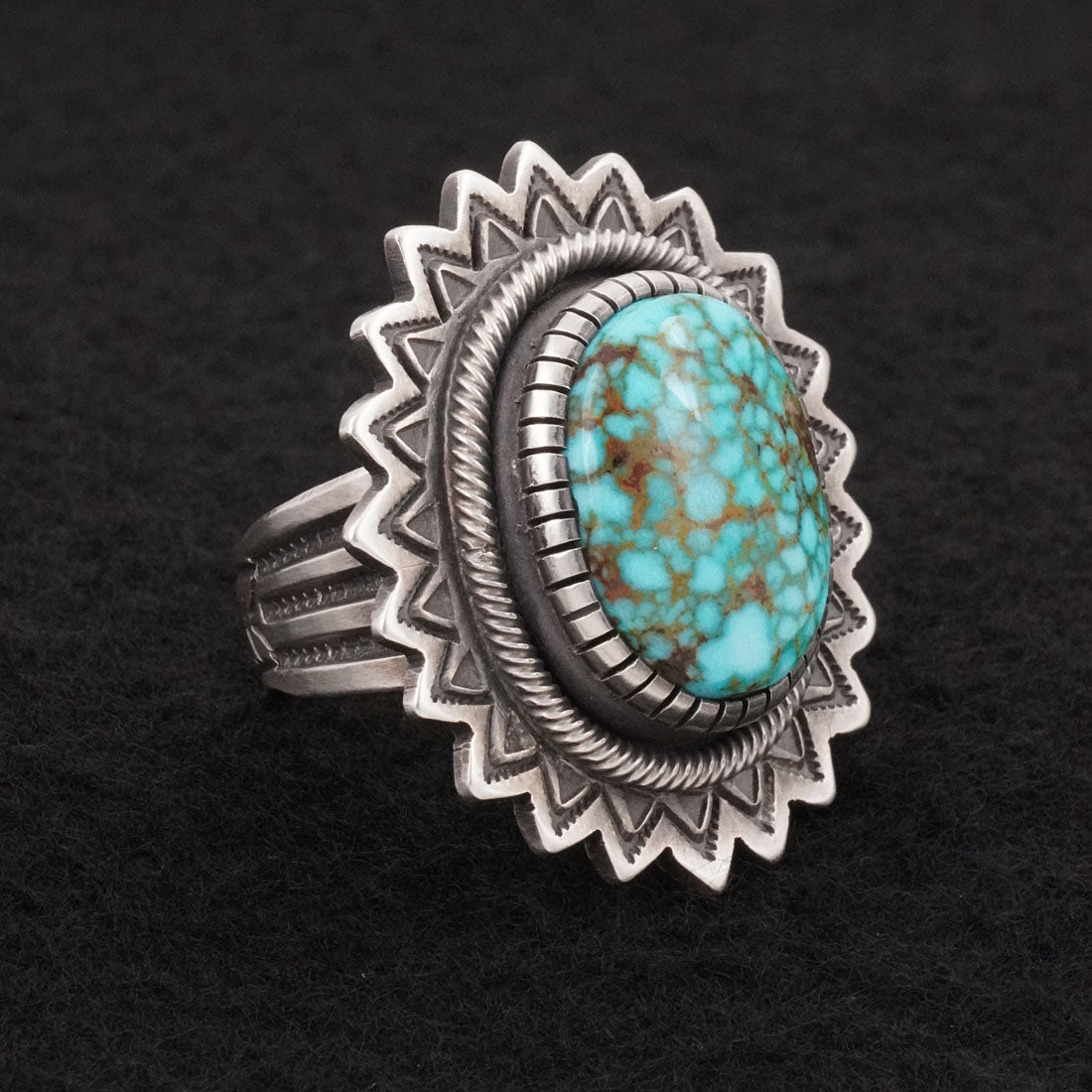 Calvin Martinez Turquoise & Sterling Silver Ring Size 9.5