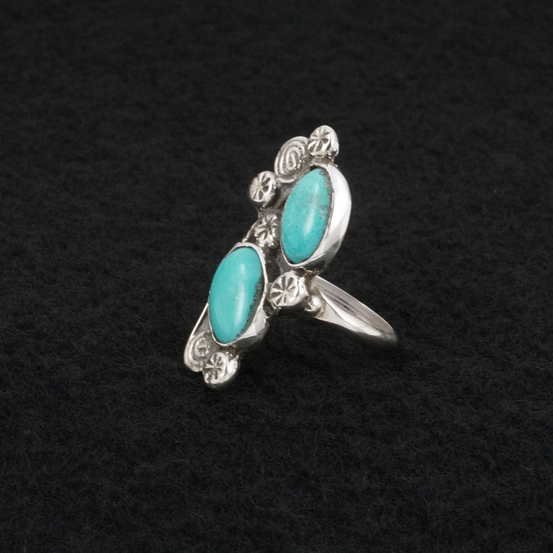 Priscilla Reeder Turquoise & Sterling Silver Ring Size 7.5