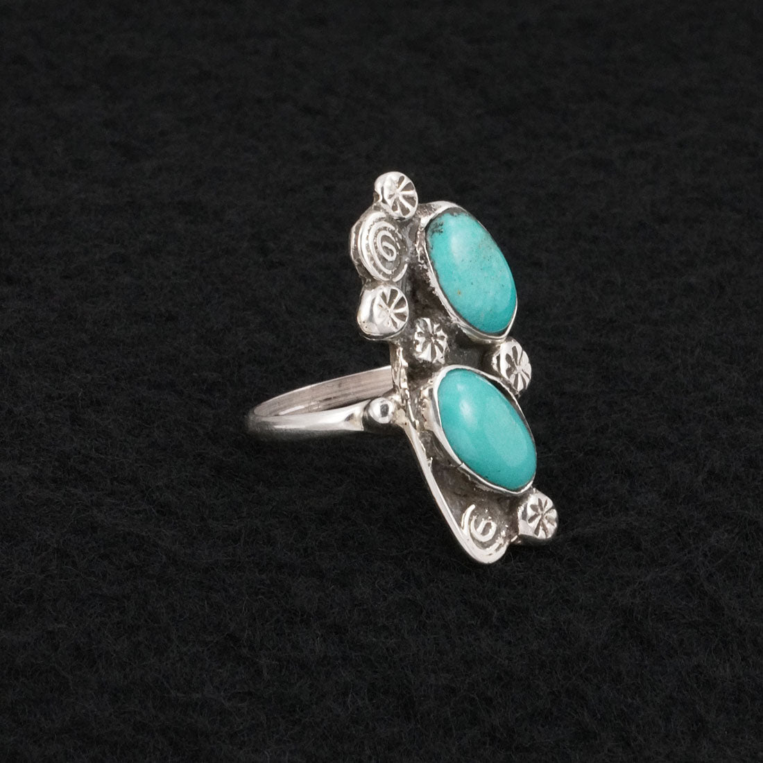 Priscilla Reeder Turquoise & Sterling Silver Ring Size 7.5