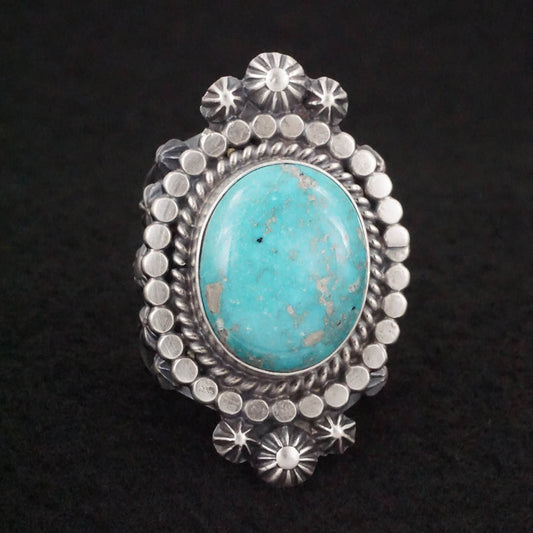 Raymond Delgarito Turquoise & Sterling Silver Ring Size 11.5